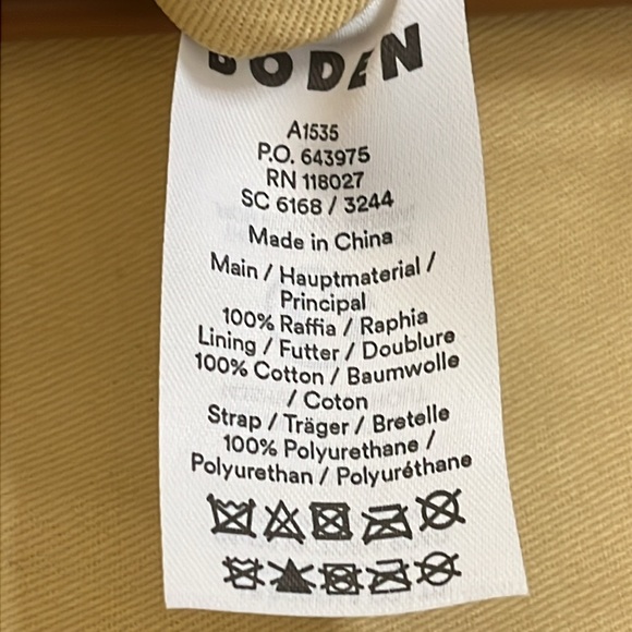 Boden | NWOT Raffia straw structured crossbody bag Tan, gold & Brown natural - Picture 6 of 9